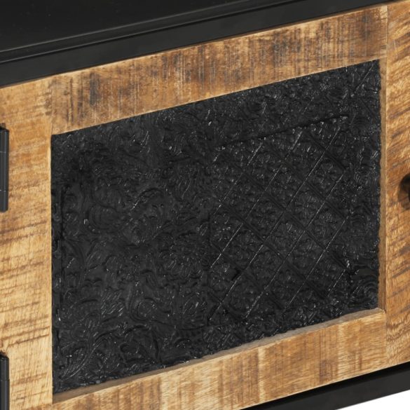 tömör mangófa és vas TV-szekrény 110 x 30 x 40 cm