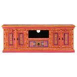 rózsaszín tömör mangófa TV-szekrény 110 x 30 x 40 cm