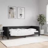fekete szövet kanapéágy 90 x 200 cm