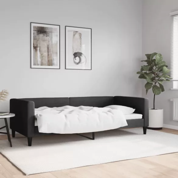 fekete szövet kanapéágy 90 x 200 cm