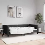 fekete szövet kanapéágy 100 x 200 cm
