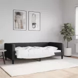fekete szövet kanapéágy 90 x 190 cm