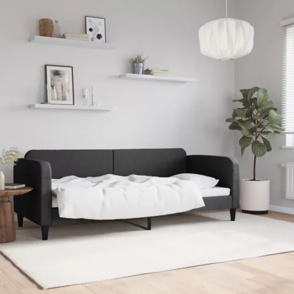 fekete szövet kanapéágy 80 x 200 cm