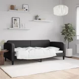 fekete szövet kanapéágy 90 x 200 cm