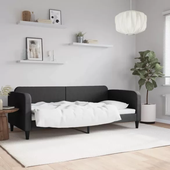 fekete szövet kanapéágy 90 x 200 cm