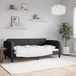 fekete szövet kanapéágy 90 x 190 cm