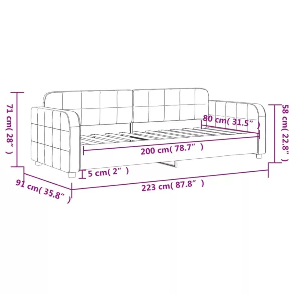 világosszürke bársony kanapéágy keret 80 x 200 cm