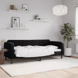 fekete bársony kanapéágy 80 x 200 cm