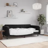 fekete bársony kanapéágy 100 x 200 cm