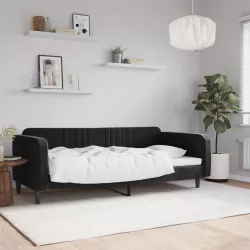 fekete bársony kanapéágy 100 x 200 cm