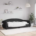 fekete szövet kanapéágy 90 x 200 cm