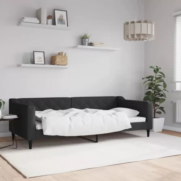 fekete szövet kanapéágy 90 x 200 cm