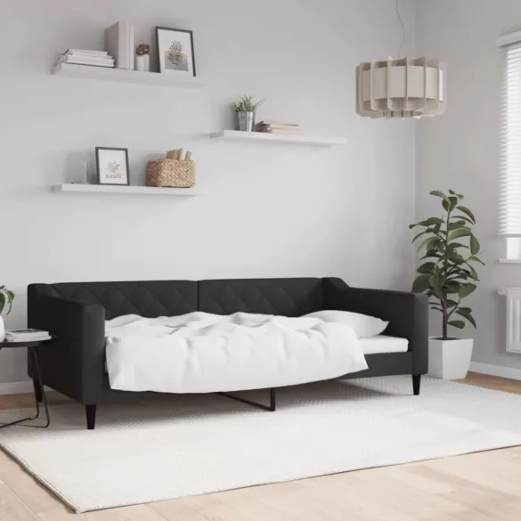 fekete szövet kanapéágy 90 x 190 cm