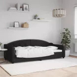 fekete szövet kanapéágy 90 x 200 cm