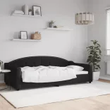 fekete szövet kanapéágy 100 x 200 cm