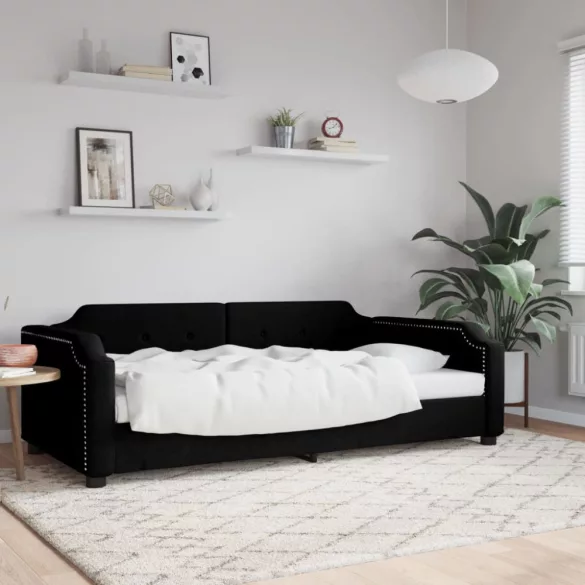 fekete szövet kanapéágy 80 x 200 cm