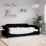 fekete szövet kanapéágy 90 x 200 cm