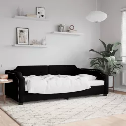 fekete szövet kanapéágy 90 x 200 cm
