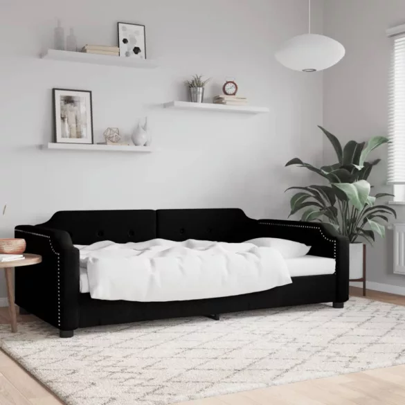 fekete szövet kanapéágy 100 x 200 cm