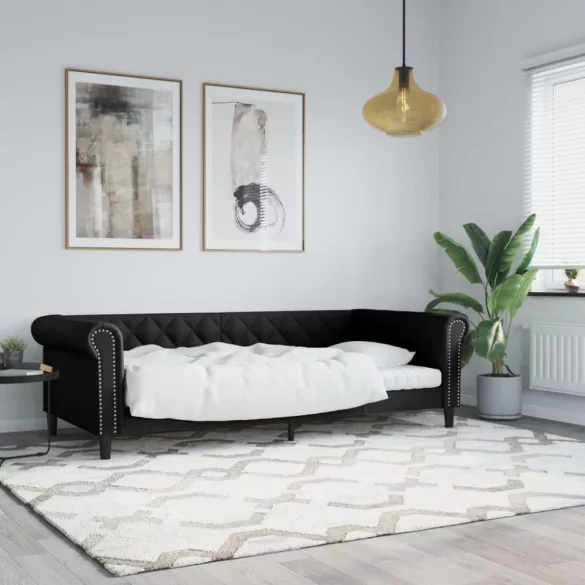 fekete műbőr kanapéágy keret 80 x 200 cm