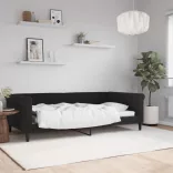 fekete bársony kanapéágy 100 x 200 cm