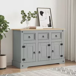   Corona szürke tömör mexikói fenyő tálalószekrény 112x43x78 cm