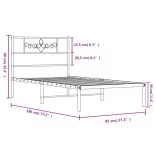 fekete fém ágykeret fejtámlával 90 x 190 cm