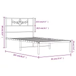 fekete fém ágykeret fejtámlával 90 x 200 cm