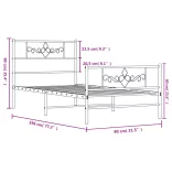 fekete fém ágykeret fej- és lábtámlával 75 x 190 cm
