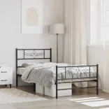 fekete fém ágykeret fej- és lábtámlával 80 x 200 cm
