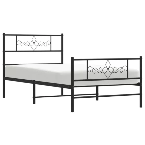 fekete fém ágykeret fej- és lábtámlával 80 x 200 cm