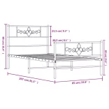 fekete fém ágykeret fej- és lábtámlával 80 x 200 cm