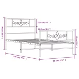 fekete fém ágykeret fej- és lábtámlával 90 x 190 cm