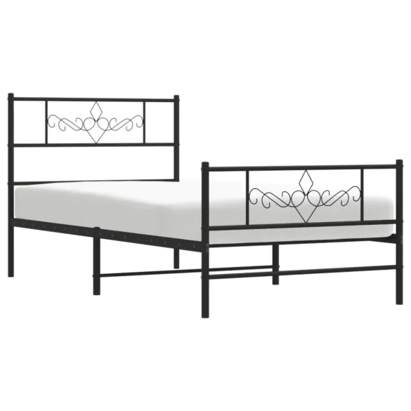 fekete fém ágykeret fej- és lábtámlával 100 x 200 cm