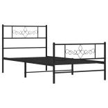 fekete fém ágykeret fej- és lábtámlával 107 x 203 cm