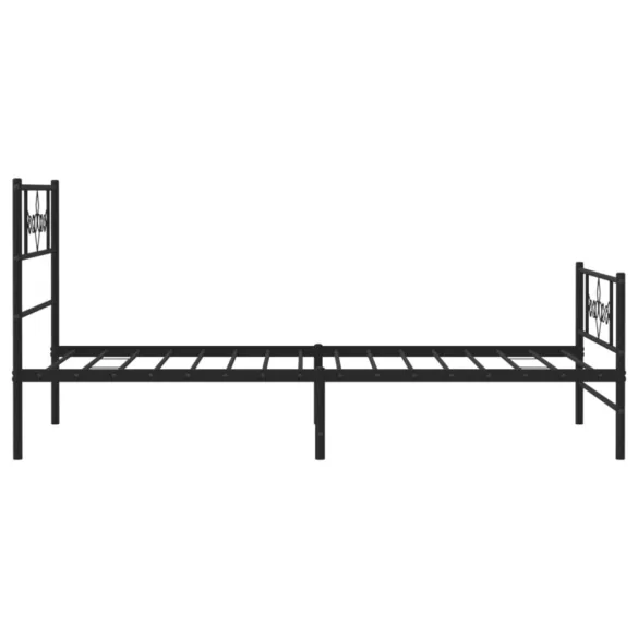 fekete fém ágykeret fej- és lábtámlával 107 x 203 cm