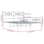fekete fém ágykeret fej- és lábtámlával 120 x 200 cm