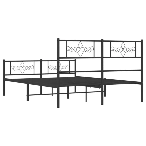 fekete fém ágykeret fej- és lábtámlával 140 x 190 cm