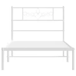 fehér fém ágykeret fejtámlával 100x190 cm