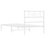 fehér fém ágykeret fejtámlával 100x190 cm