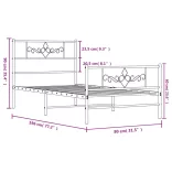 fehér fém ágykeret fej- és lábtámlával 75 x 190 cm