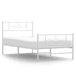 fehér fém ágykeret fej- és lábtámlával 107 x 203 cm