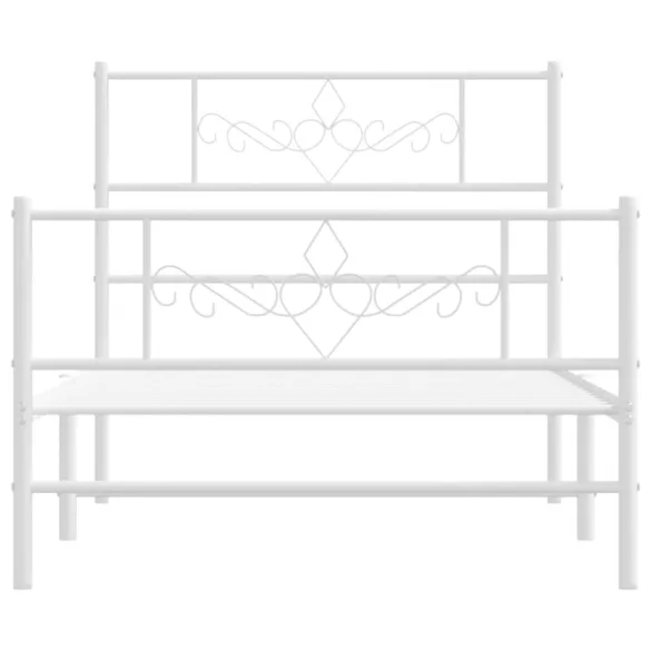 fehér fém ágykeret fej- és lábtámlával 107 x 203 cm