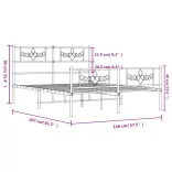 fehér fém ágykeret fej- és lábtámlával 140x200 cm