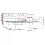 fehér fém ágykeret fej- és lábtámlával 193 x 203 cm