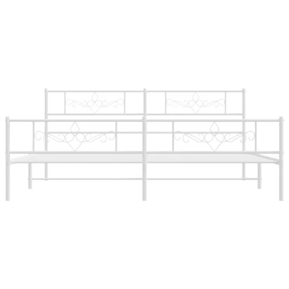 fehér fém ágykeret fej- és lábtámlával 200x200 cm