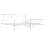 fehér fém ágykeret fej- és lábtámlával 200x200 cm