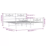fehér fém ágykeret fej- és lábtámlával 200x200 cm