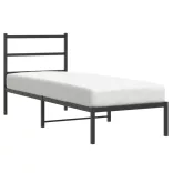 fekete fém ágykeret fejtámlával 75 x 190 cm