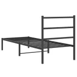 fekete fém ágykeret fejtámlával 75 x 190 cm